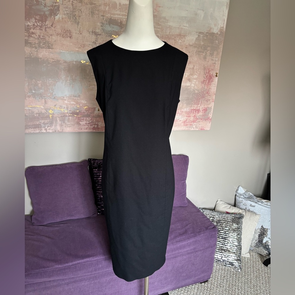 Zara Black Classic Sleeveless Sheath Midi Dress Size XL